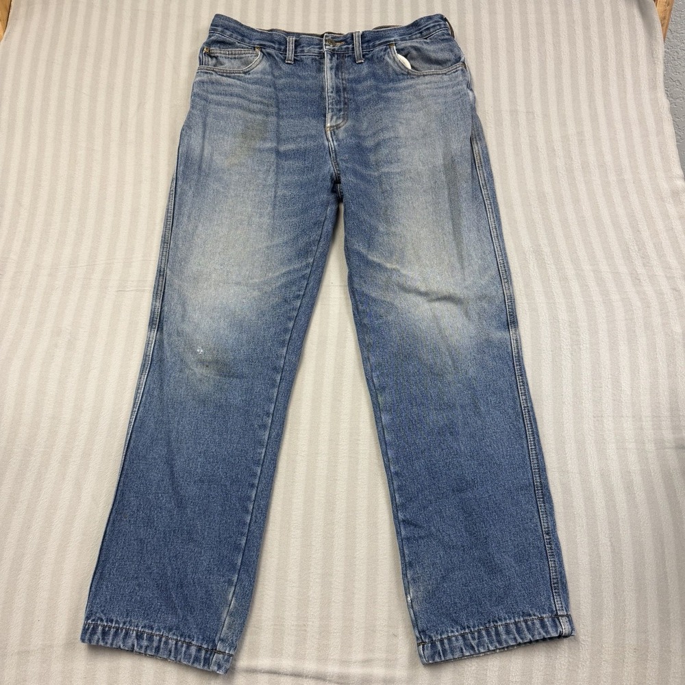 Redhead Green Fleece Lined Insulated Blue Jeans Denim Men's Size 36x32